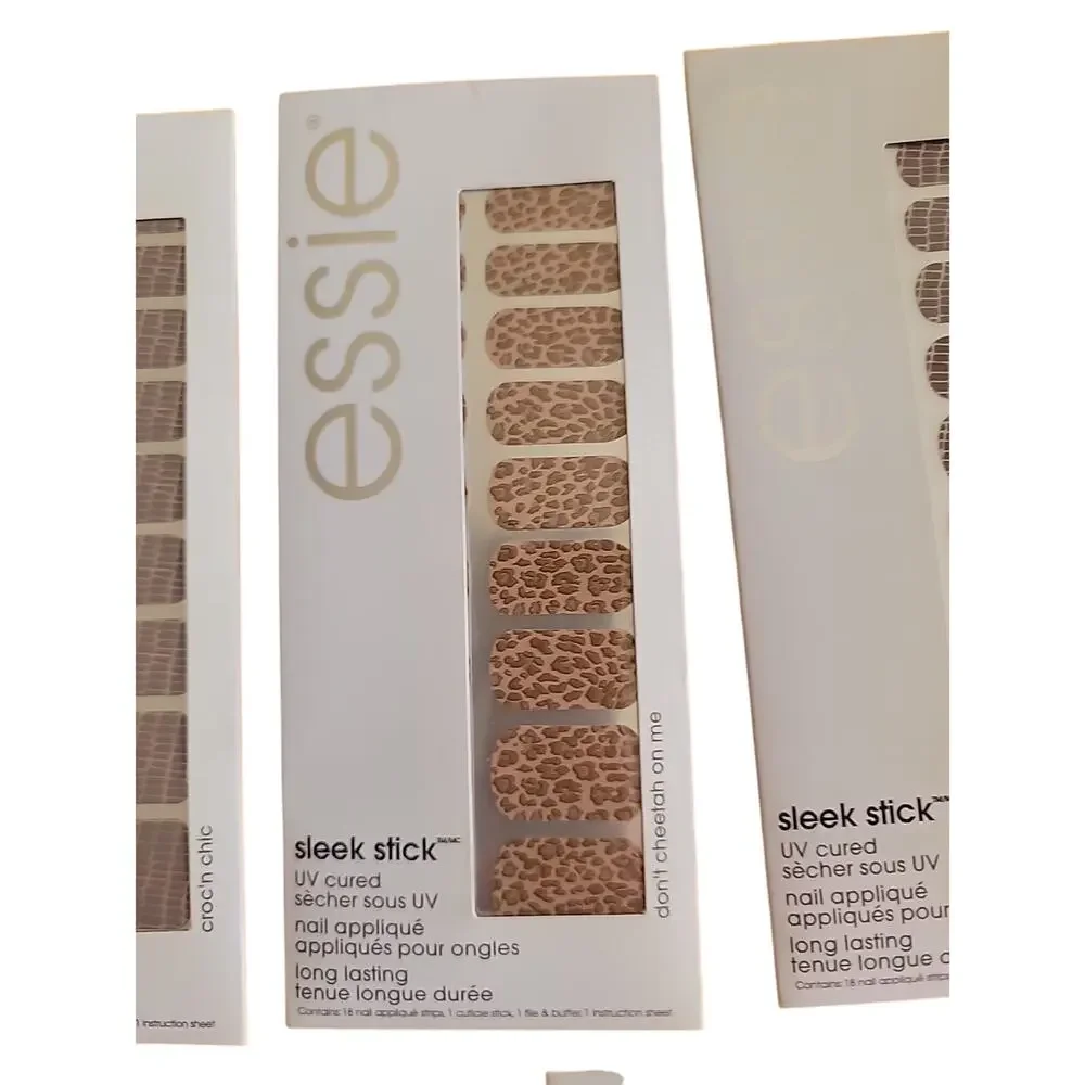 5 Pack Essie Sleek Stick Nail Applique UV Cured Stickers Metallic‎ Bundle